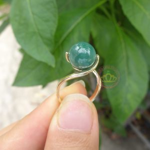 Nhẫn trái châu Jadeite A – 18K