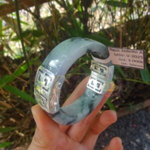 Vòng ngọc Jadeite A bọc bạc-Ni50
