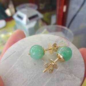Hoa tai trái châu ngọc Jadeite A( V18K)